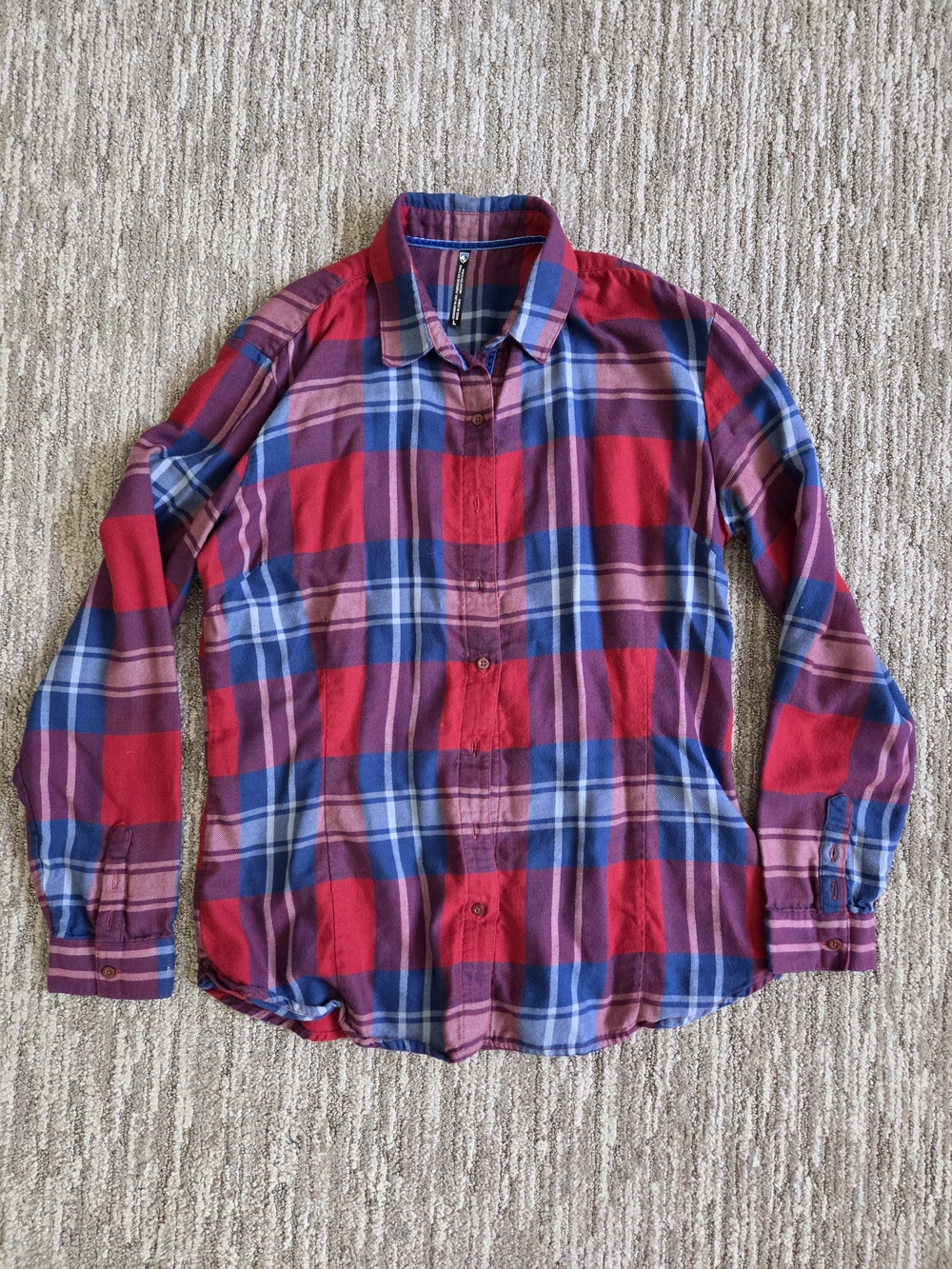 Kuhl Women's Red and Blue Plaid Button-Down Shirt